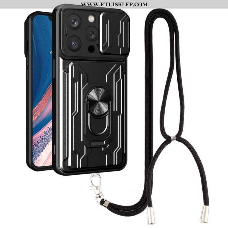 Etui do iPhone 14 Pro ze Sznurkiem Smycz I Stojak Na Karty